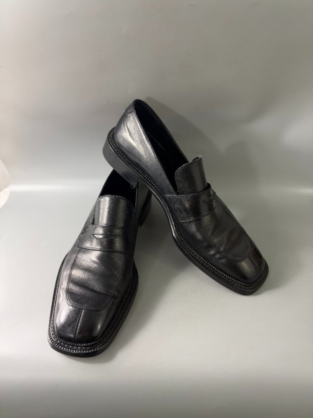 Authentic Salvatore Ferragamo Black Leather Loafers, Men's Size 13